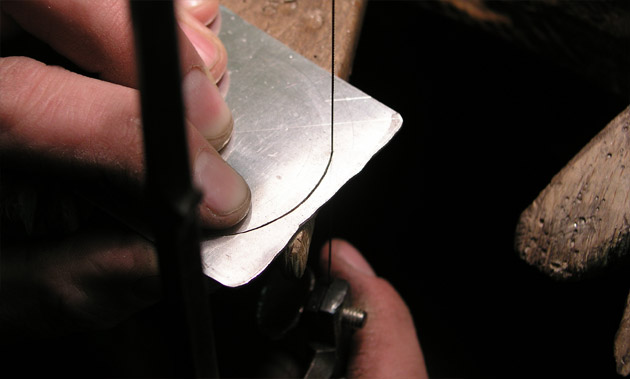 Županska veriga - žaganje okvirja iz srebrne plošče